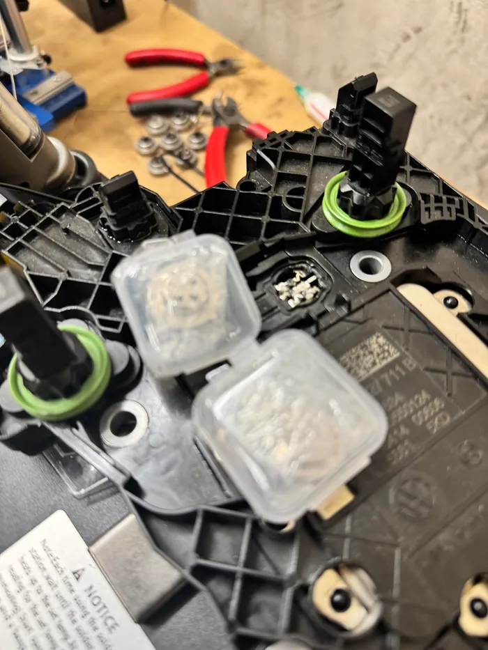 Close-up of DSG transmission control unit internals