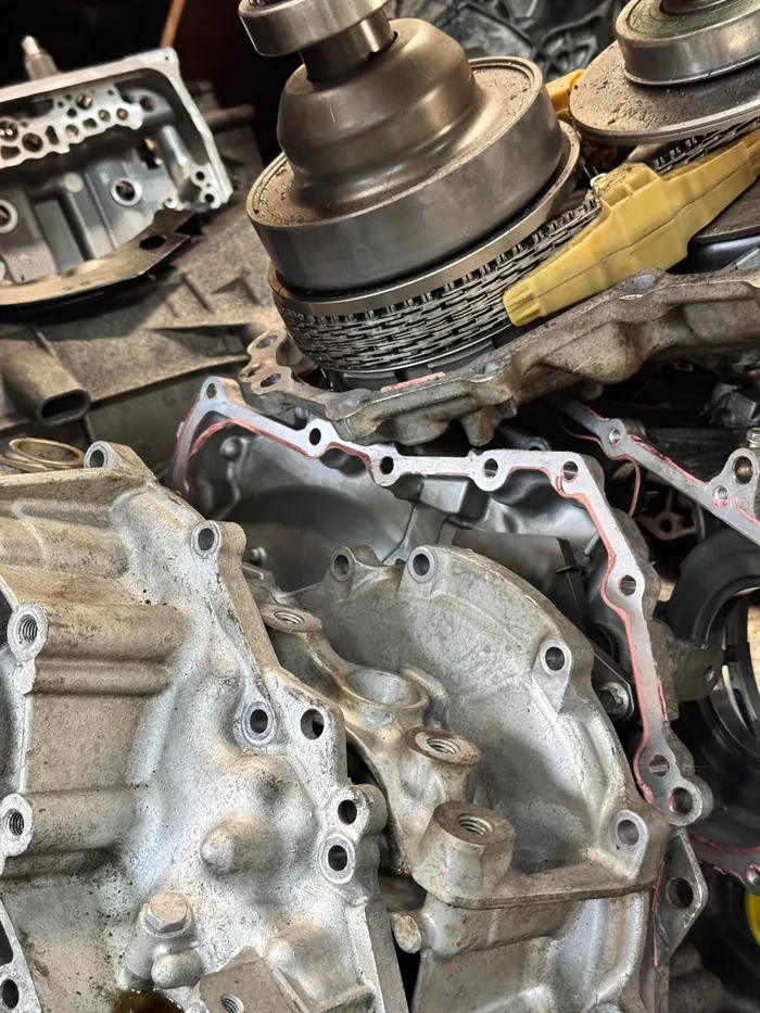 CVT gearbox components during a strip-down